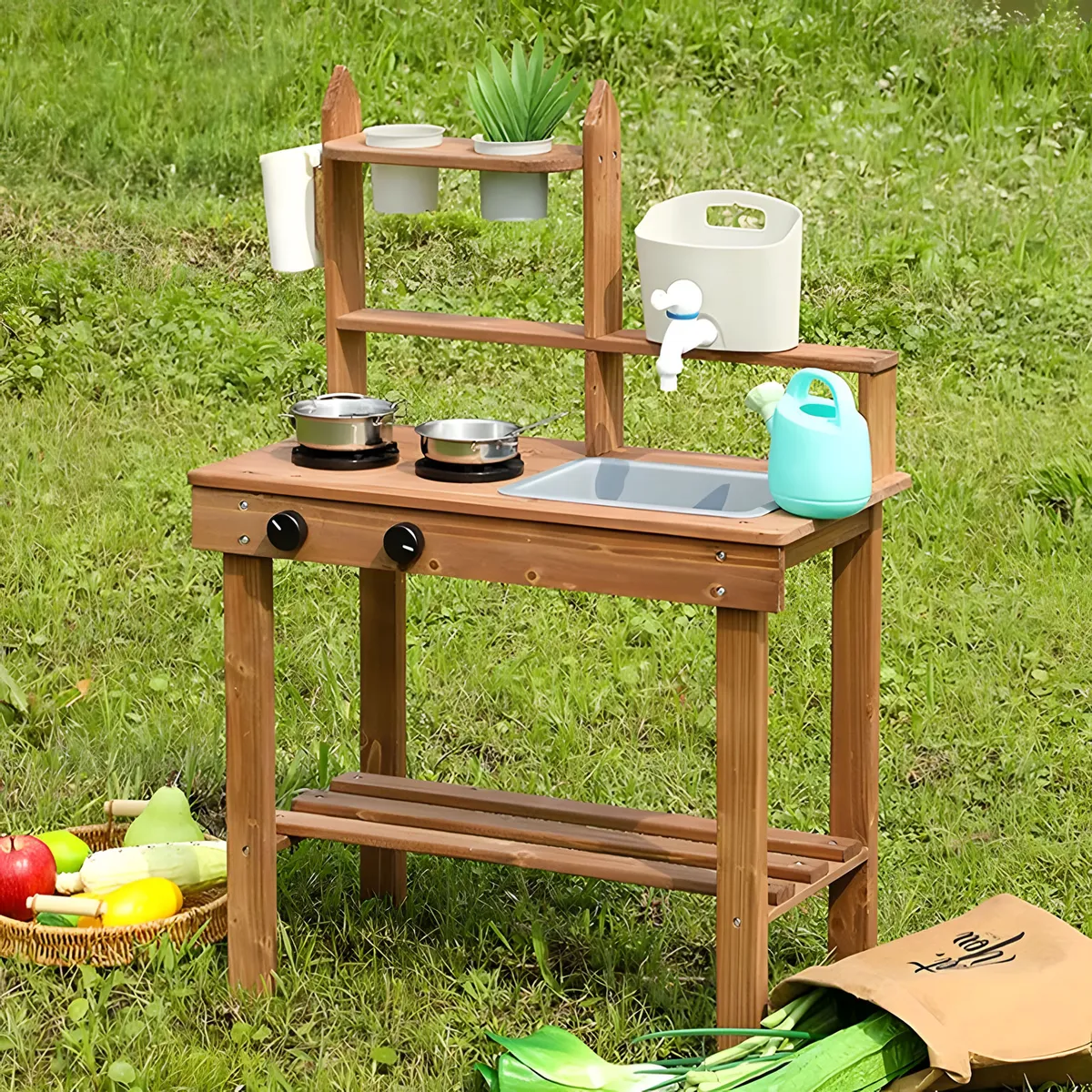Kültéri játékkonyha, ECOTOYS TL814005, fa – 2. kép Kültéri játékkonyha, ECOTOYS TL814005, fa – 2. kép