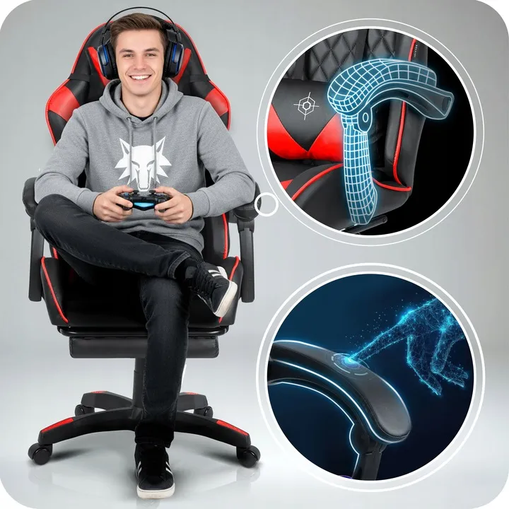 Gamer szék, Sofotel Draknor II, fekete-piros – 9. kép Gamer szék, Sofotel Draknor II, fekete-piros – 9. kép