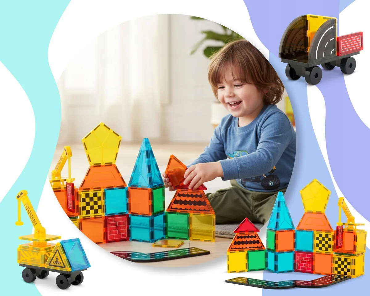 Mágneses játékkészlet, Ricokids RK-780, 90 db – 2. kép Színes mágneses elemek