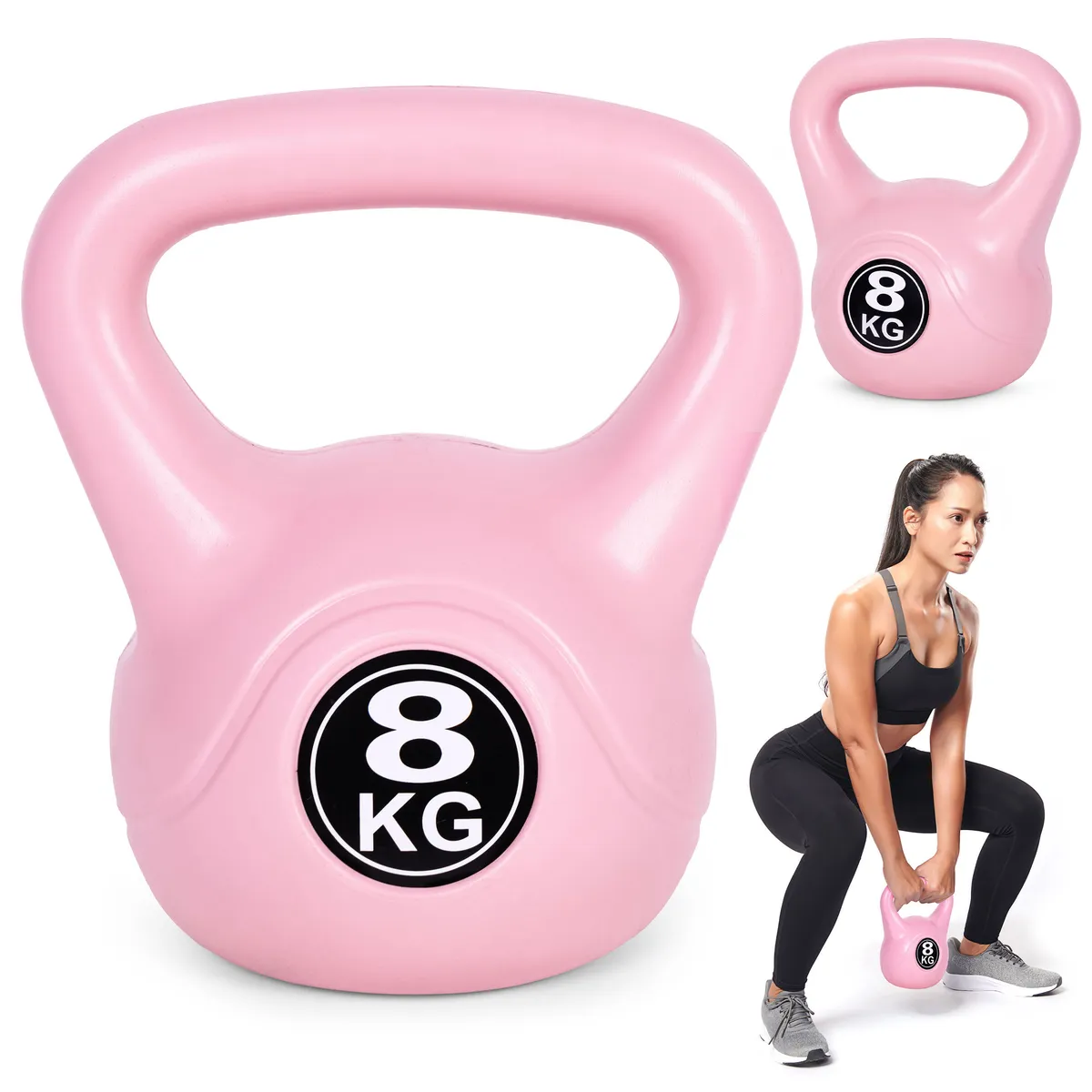 Kettlebell súlyzó, ModernHome CK-8-PK, rózsaszín – 1. kép
