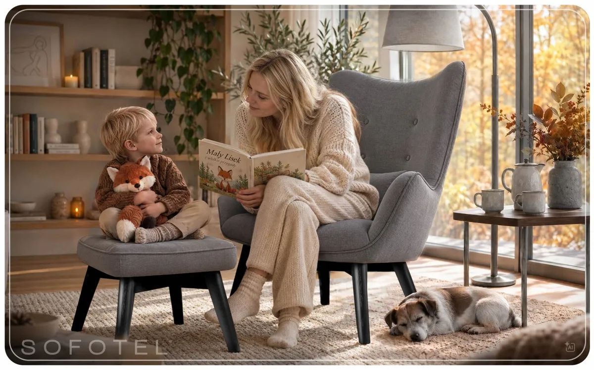Lábtartós fotel, Sofotel Norse, szürke/fekete – 4. kép