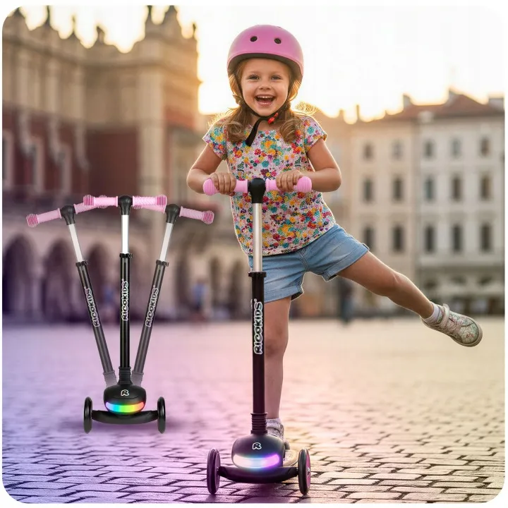 Háromkerekű roller, Ricokids Glowi, fekete/rózsaszín – 8. kép Háromkerekű roller, Ricokids Glowi, fekete/rózsaszín – 8. kép