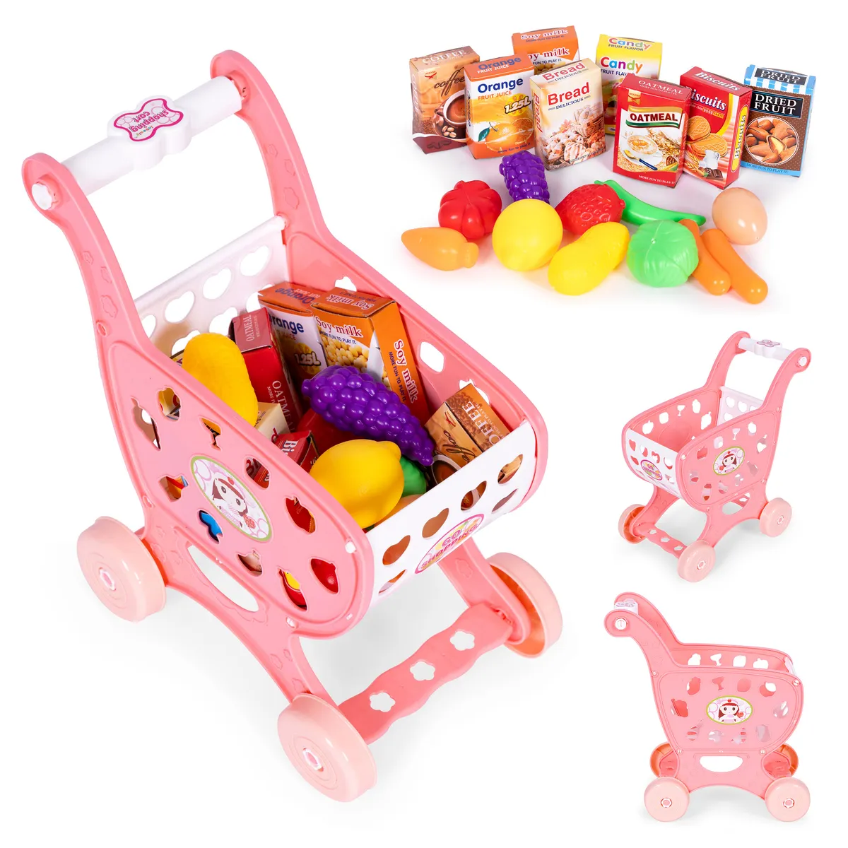 Játék bevásárlókocsi, ECOTOYS 978-2, rózsaszín – 1. kép Játék bevásárlókocsi, ECOTOYS 978-2, rózsaszín – 1. kép