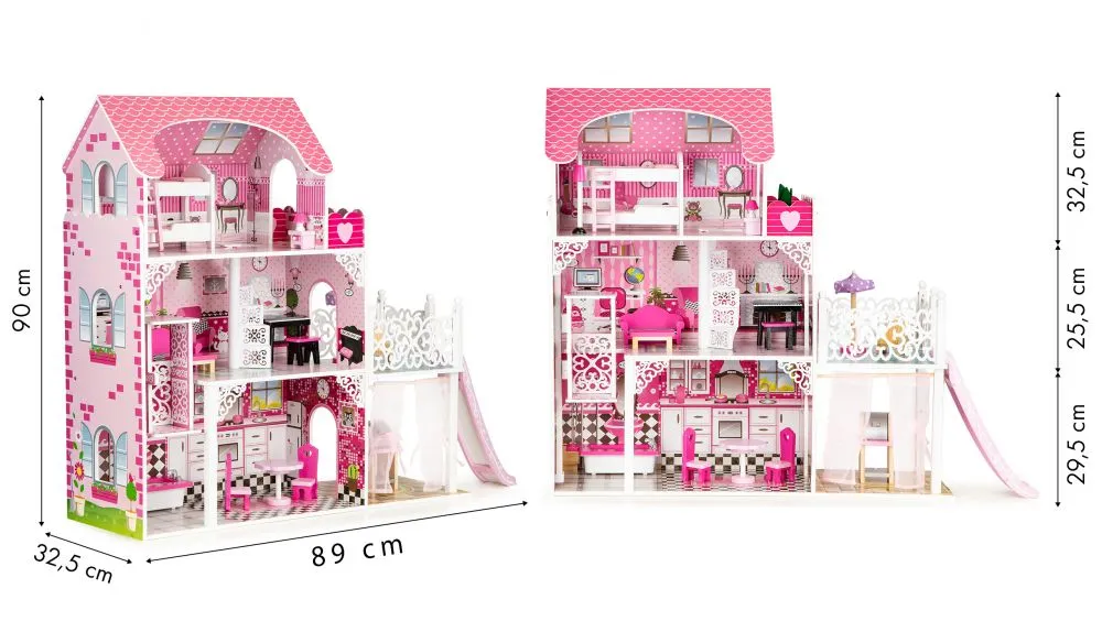 Fa babaház, ECOTOYS TL49059, 89 x 32,5 x 90 cm – 5. kép Fa babaház, ECOTOYS TL49059, 89 x 32,5 x 90 cm – 5. kép