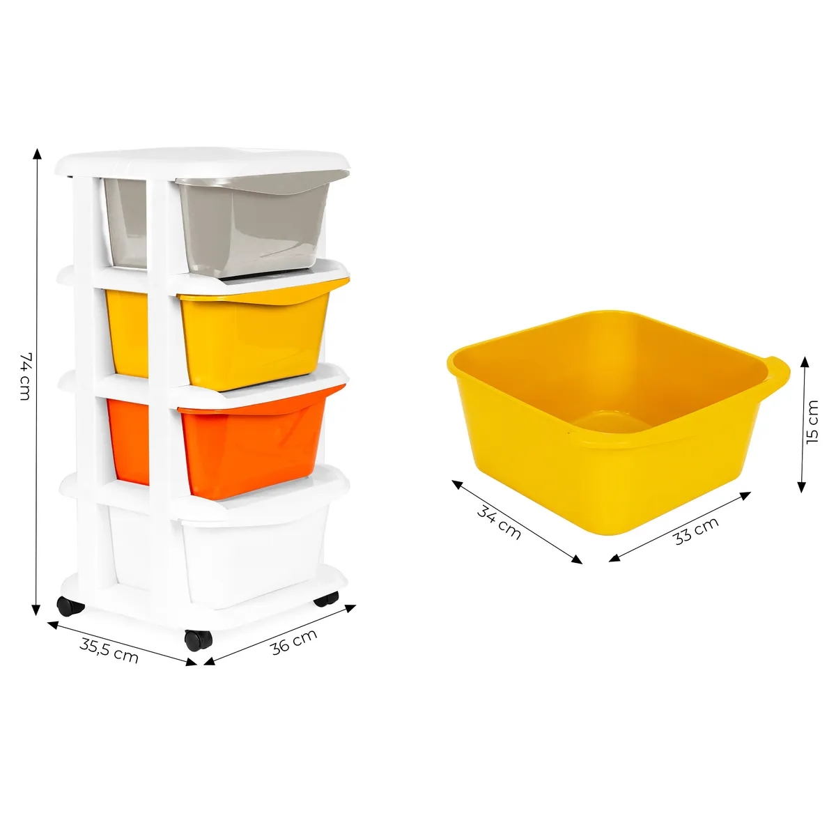 Gurulós tároló, ModernHome PJJCBS0012-04A, 36 x 74 x 35,5 cm – 5. kép