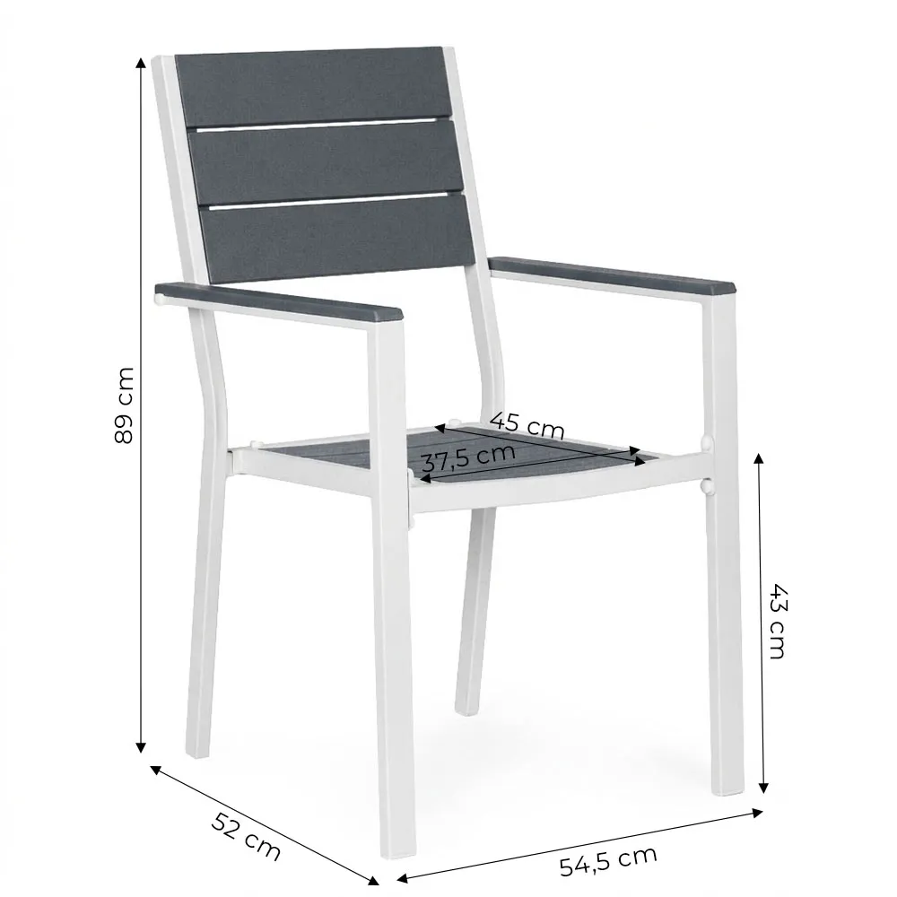 Kerti szék, MultiGarden YC-051KD-4-5, fehér/sötétszürke – 4. kép Kerti szék, MultiGarden YC-051KD-4-5, fehér/sötétszürke – 4. kép