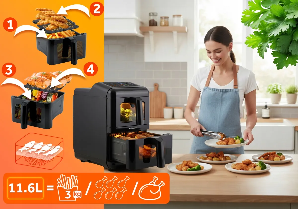 Air Fryer forrólevegős sütő, Berdsen BD-663, 11,6 l – 2. kép Air Fryer forrólevegős sütő, Berdsen BD-663, 11,6 l – 2. kép