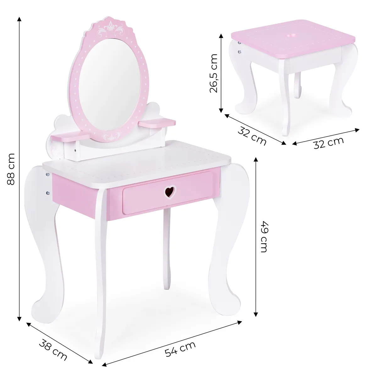 Gyerek sminkasztal, ECOTOYS 2950, 54 x 88 x 38 cm – 6. kép