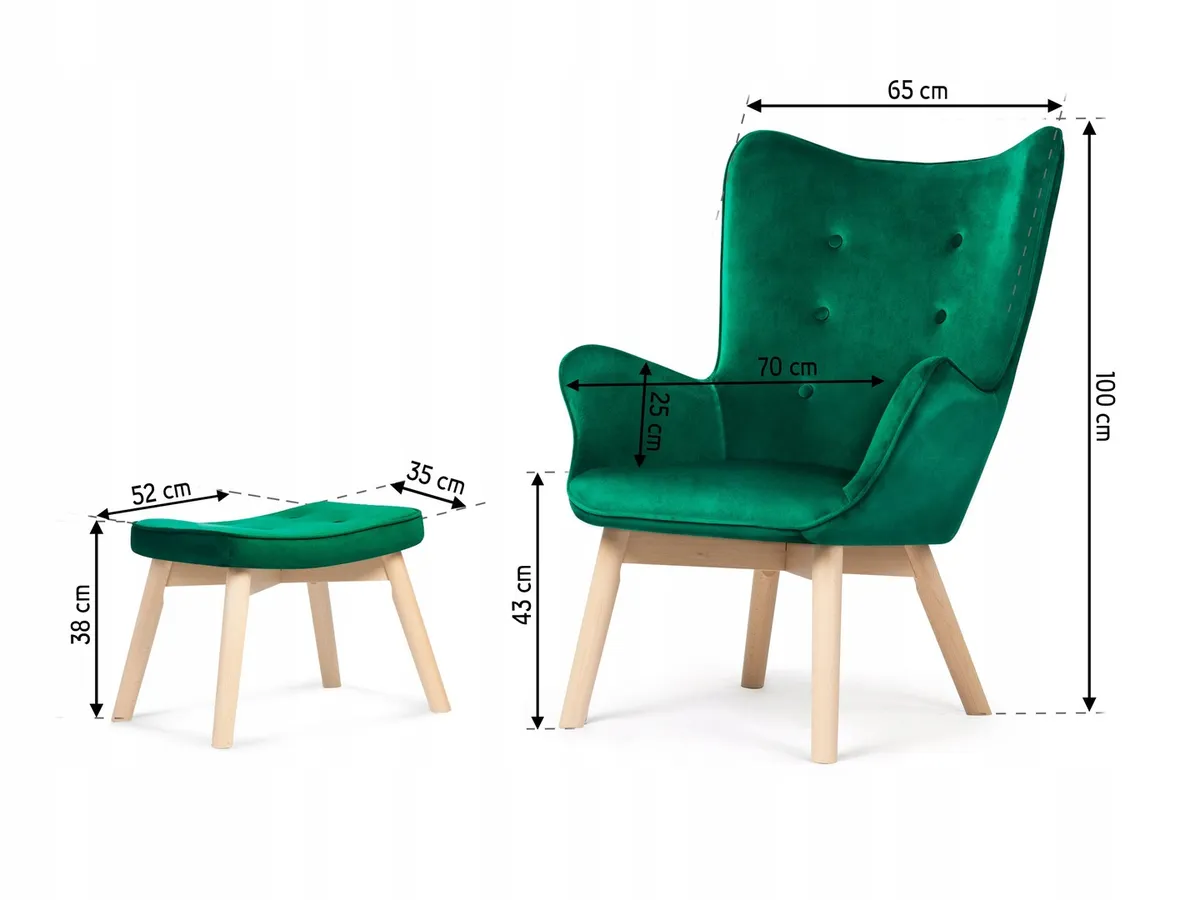 Lábtartós fotel, Sofotel Norse, zöld – 5. kép Padlót védő alábélelés